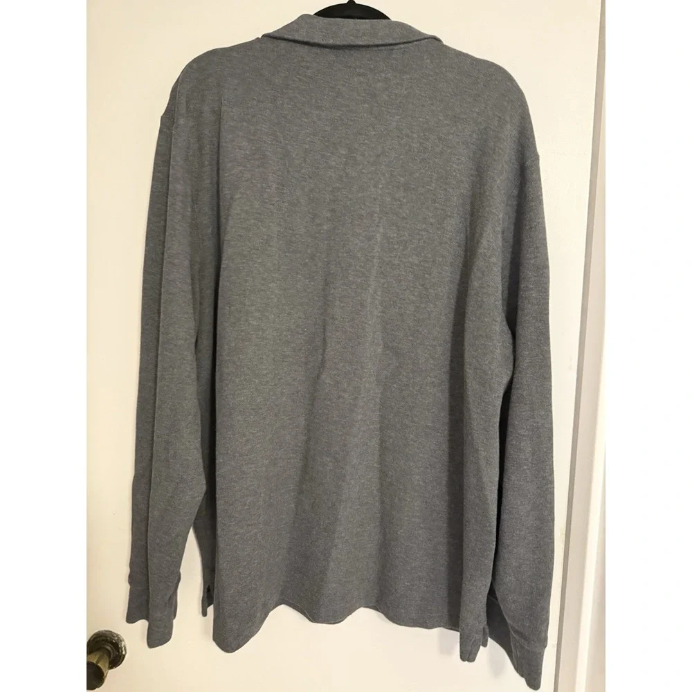 Polo Ralph Lauren Estate Rib Quarter Zip Pullover Gray Cotton Mens XXL Red Pony